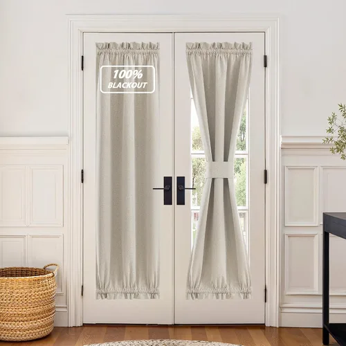 Vista 42 de NICETOWN Cortinas de Lino para Puerta Lateral - Cortinas Opacas con Aislamiento Térmico para Puerta Delantera Francesa para Sombra Pequeña