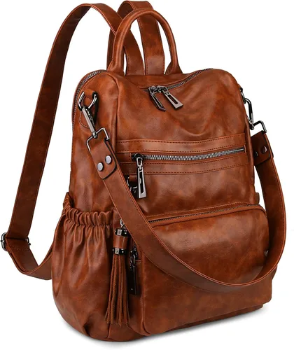 Vista 12 de Uromee Mochila de Viaje Monedero para Mujeres Cuero Vegano Damas Moda Borla Bolsa de Hombro Convertible, Grande, Mochilas Daypack