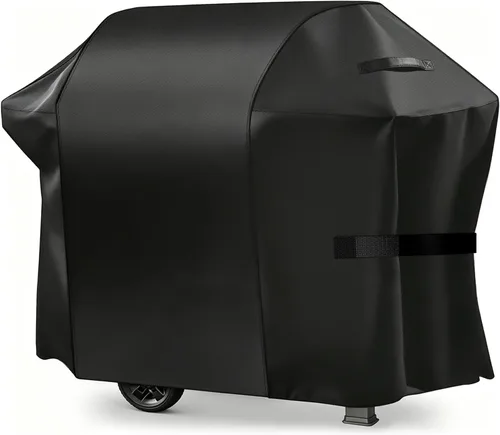Vista 10 de Funda para parrilla, 300D Oxford resistente al agua, cubierta de gas para barbacoa con correas de nailon ajustables, a prueba de polvo, resistente a