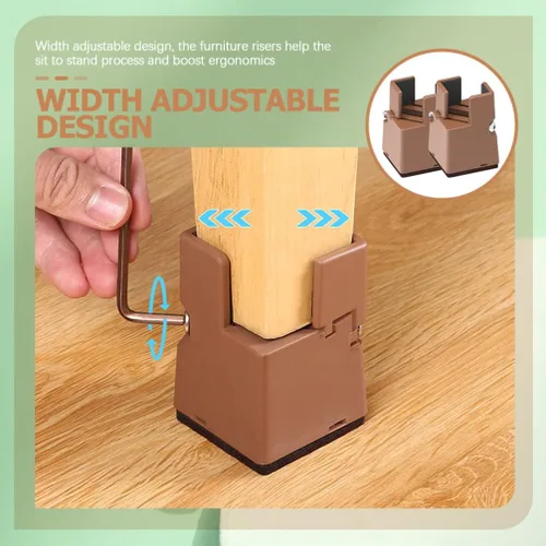 Vista 6 de Toddmomy 4 elevadores de silla ajustables con abrazadera de tornillo resistentes para sofá, mesas, muebles de cama, elevadores de silla, patas