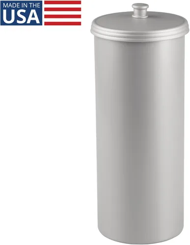 Vista 2 de iDesign Soporte Independiente para Papel Higiénico de Baño con Tapa para 3 Rollos Extra, Plata Con tapa, para 3 rollos adicionales