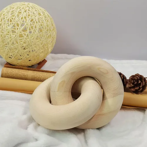 Vista 7 de Decoración de nudos, cadena de madera tallada a mano de 2 eslabones adecuada para dormitorio, sala de estar, decoración de cafetería (negro)