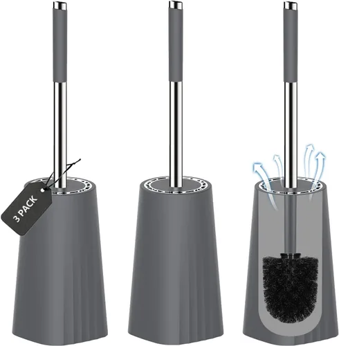 Vista 9 de SetSail Cepillo de Inodoro, Juego de Cepillo de Inodoro de Tamaño Compacto y Soporte para Baño con Mango de Acero Inoxidable, Cepillo Limpiador