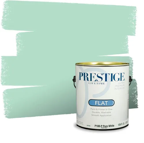 Vista 190 de Prestige Paints - Pintura exterior e imprimación en uno, 1 galón, plano, compatibilidad comparable con el color menta «Whipped Mint» de Behr