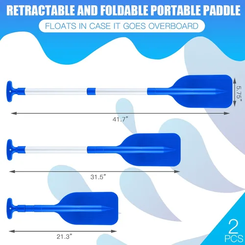 Vista 2 de Tradder 2 remos telescópicos plegables para kayak, remo de 21.3 a 41.7 pulgadas, remo de plástico de aluminio, remo de longitud ajustable