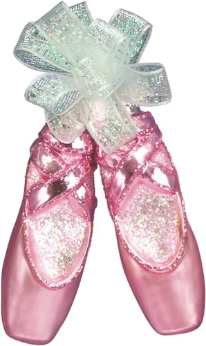 Vista 8 de Old World Christmas Zapatos de baile con punta de ballet, adorno soplado de vidrio para árbol de Navidad, decoración navideña artesanal, colección