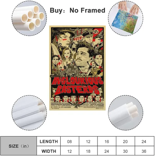 Vista 2 de BICHI Inglourious Basterds - Póster de arte en lienzo y arte de pared, póster moderno para decoración de dormitorio familiar, 12 x 18 pulgadas