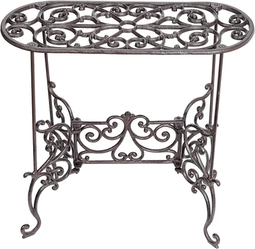 Vista 8 de Sungmor Carrito para Plantas de Hierro Fundido Resistente, Soporte Redondo para Macetas de 11 pulgadas sobre 3 Ruedas Sólidas, Soporte para Macetas