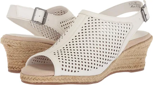 Vista 7 de Easy Street Stacy Sandalias de cuña para mujer estampado de lino blanco 10 M US