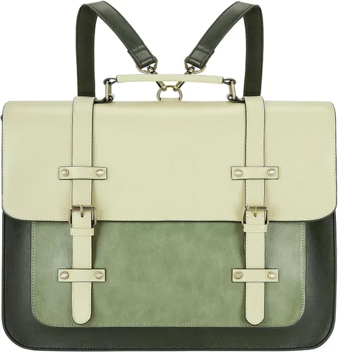 Vista 13 de ECOSUSI Bolsa de mensajero de cuero vegano para mujer, maletín de moda, bolso de mano para computadora