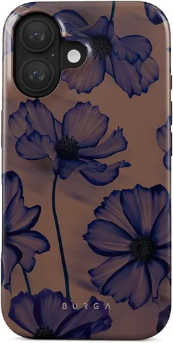 Vista 60 de BURGA-Funda p/teléfono compatible c/iPhone 14 Plus, carcasa rígida híbrida de 2 capas + Funda protectora de silicona, almendras latte a lunares