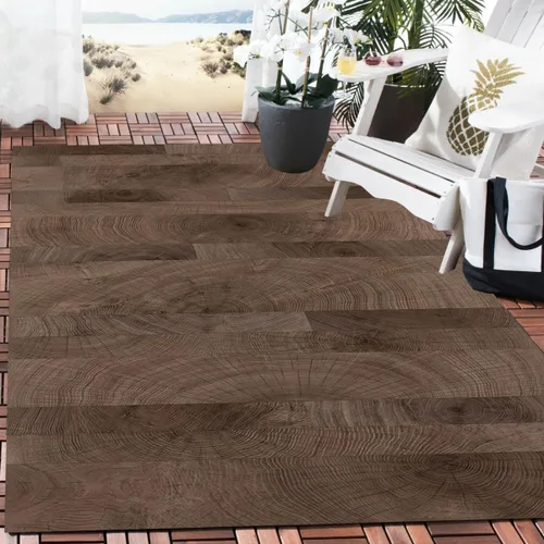Vista 8 de Alfombra rústica impermeable de grano de madera de 2 x 3 pulgadas, color gris marfil, alfombra reversible de lana suave con estampado de tablero