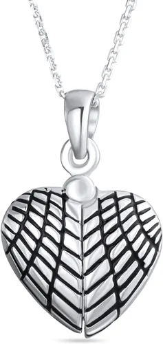 Vista 2 de Bling Jewelry Personalize BFF Sichings BEST FRIENS, BEST MOM I LOVE YOU, My ANGEL Alas abiertas en forma de corazón, collar con dije de palabra