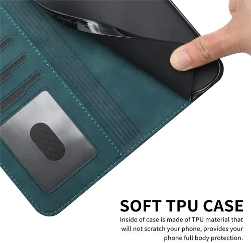 Vista 7 de Funda tipo cartera para OnePlus 10 Pro, OnePlus 10 Pro con tarjetero de cuero con función atril, protección completa magnética compatible con Verde