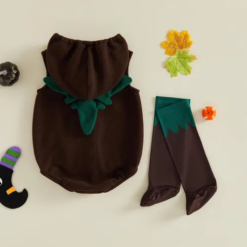Vista 7 de Baby Boy Halloween Costumes Sleeveless Mandrake Romper Coffee