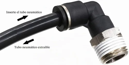 Vista 5 de CEKER 1/2 Codo Macho Conexiones de Líneas Aéreas de Empuje Ajustes de Conexión de Empuje de 90 Grados Ajustes de Aire, PL 1/2 Tubo Od x 1/2" NPT