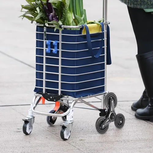 Vista 8 de 1 par de ruedas de cristal de acero inoxidable, ruedas triangulares resistentes para carritos de compras, carretillas de escalada de escaleras