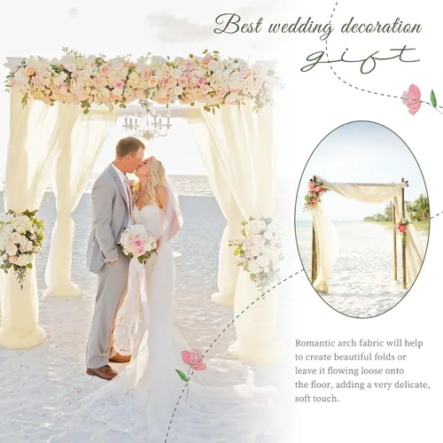 Vista 6 de Tela para Cortinas de Arco de Boda, 8 Paneles de 28" x 20 pies Beige, Cortinas de Arco de Boda para Ceremonia, Cortinas de Tela de Gasa, Cortinaje