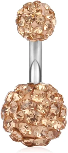 Vista 16 de Ruifan 14G 0.236 in 1/4 pulgadas 316L Acero quirúrgico cristal ferido CZ corto ombligo aretes de ombligo anillos de botón 4-6 piezas