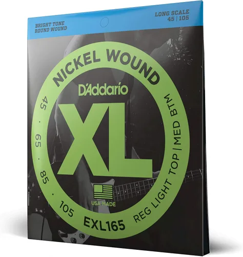 Vista 23 de D'Addario Cuerdas para Bajo Eléctrico, XL Níquel, EXL170M, Calibre Regular Ligero 45-100, Escala Media, Juego de 4 Cuerdas, Paquete de 1