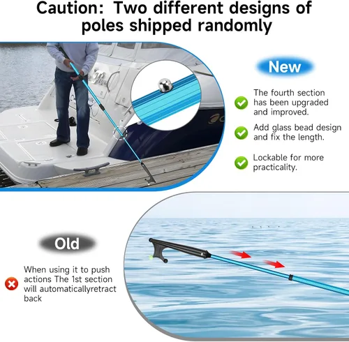 Vista 6 de SANLIKE Telescopic Boat Hook for Docking, Extendable Marine Docking Pole with Luminous Design, Rust-Resistant Aluminum, Non-Slip Handle, Lightweight