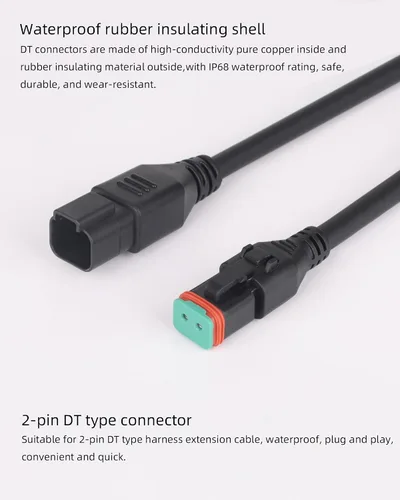 Vista 5 de 2 en 1 2 pies universal DT Splitter arnés de cableado, 2 pines Plug and Play Kit de conector de extensión para barra de luz LED, cápsula LED, luces