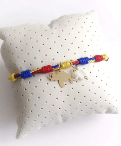 Vista 2 de Venezuela Tricolor Pulsera Mapa Estrellas Colgantes Vinotinto Regalos