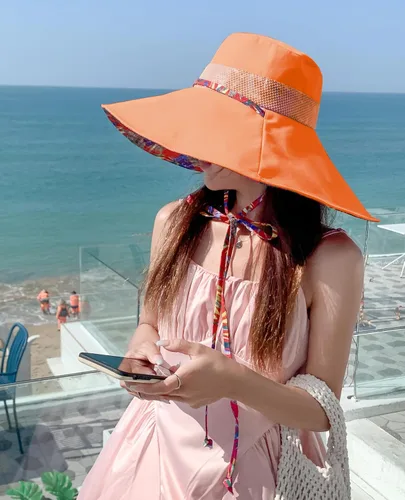 Vista 2 de HUAMULAN Sombrero de sol de verano para mujer, ala ancha, borde con alambre, floral, playa, cubo, sombreros reversibles, plegables, protección UV
