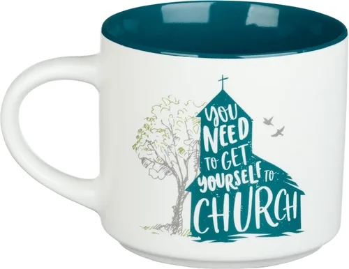 Vista 2 de Taza de café blanca XL Get Yourself To Church, divertidos regalos de cumpleaños para mujeres/hombres, mamá, papá, compañero de trabajo, diseños