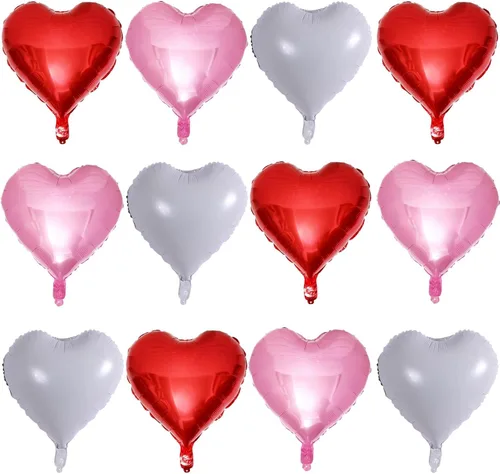 Vista 9 de Paquete de 10 globos en forma de corazón rosa pastel, globos románticos de 18 pulgadas para el día de San Valentín, proponer matrimonio, boda 10