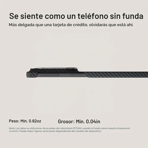 Vista 3 de pitaka Funda para Z Fold 8, sensación sin funda, tejido de aramida, negro Negro/Gris (Sarga)