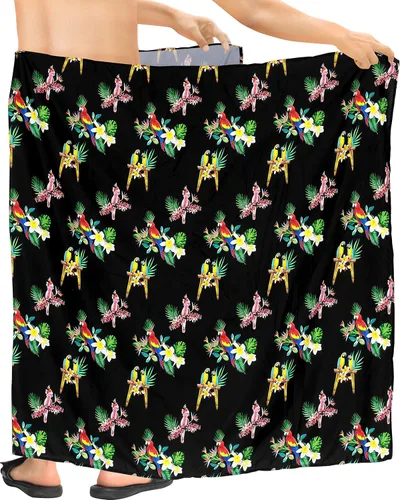 Vista 3 de HAPPY BAY Traje de baño para hombre, ropa de playa, pareo, Negro