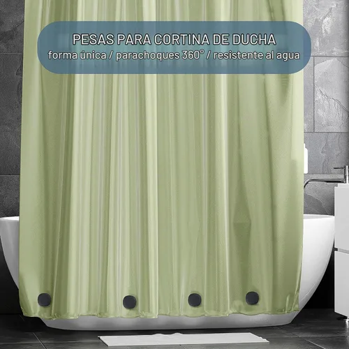Vista 3 de labphant Pesos magnéticos para cortina de ducha – Imanes recubiertos de silicona para cortina de ducha pesada con forro – Pesos de cortina de Negro