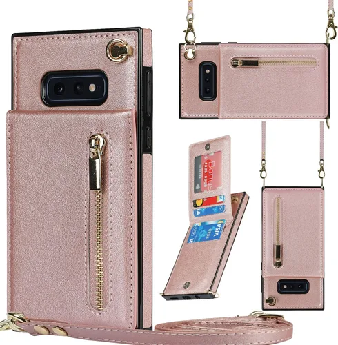 Vista 25 de Funda para teléfono Samsung Galaxy S9 con correa cruzada, tarjetero de cuero, con cordón, ranuras de crédito, cierre magnético, accesorios para Negro