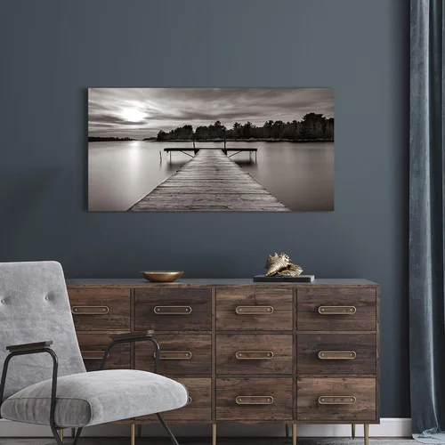 Vista 5 de Color Play Lienzo decorativo para pared del muelle del lago: pintura de paisaje de la naturaleza, escena moderna de muelle, impresión, fotografía