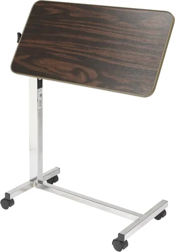 Vista 4 de Drive Medical Mesa inclinable sobre cama con ruedas, nogal