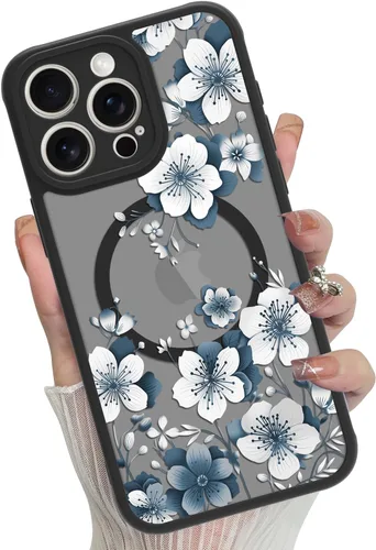 Vista 34 de Funda magnética para iPhone 17 Pro [compatible con MagSafe], bonita funda de moda con estampado de leopardo negro, translúcida, mate, parte trasera