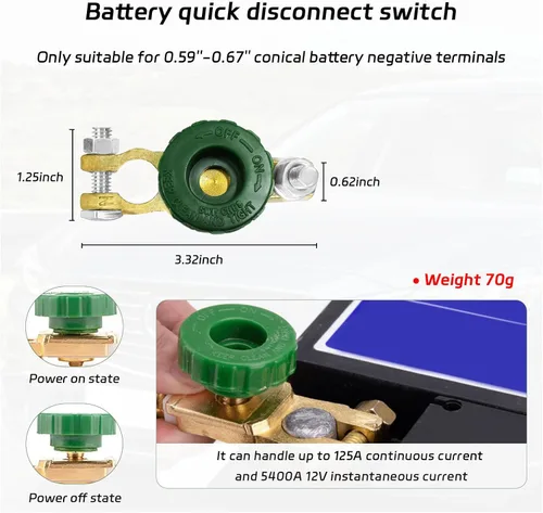 Vista 2 de Dickno Interruptor de Desconexión Rápida de Batería de Poste Superior, Interruptor Maestro Aislador de Batería Automática para Corte de Desconexión