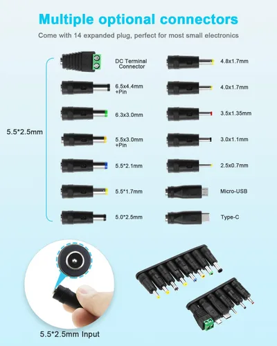 Vista 5 de Aclorol Adaptador de corriente universal de 30 W, 12 V, 9 V, 7,5 V, 6 V, 5 V, 4,5 V, 3 V, fuente de alimentación variable ajustable, convertidor