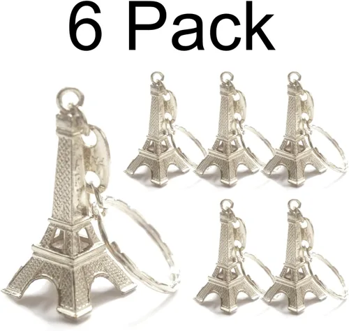 Vista 2 de Llavero de plata de la torre Eiffel (6pcs/lot), llavero francés de París de recuerdo