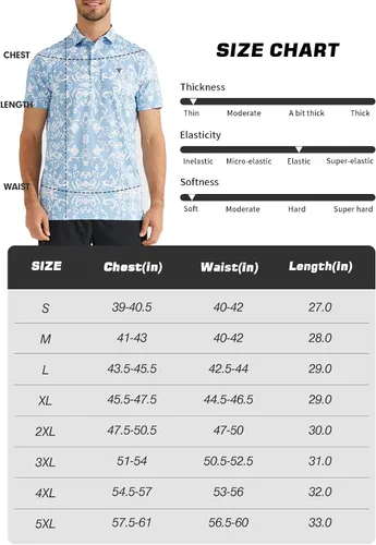 Vista 6 de YOVVI Golf Shirts for Men Short Sleeve Quick Dry Slim Fit Print Performance Moisture Wicking Polo Shirt