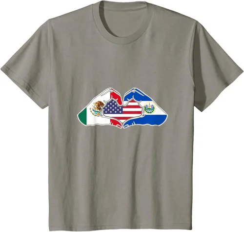Vista 34 de Corazón manos México, El Salvador y Estados Unidos. Camiseta, Negro
