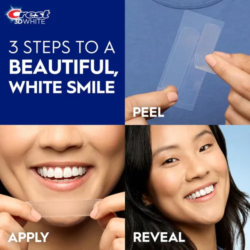 Vista 6 de Crest 3D Whitestrips, Classic Vivid, kit de tiras blanqueadoras de dientes, 20 tiras (paquete de 10 unidades)
