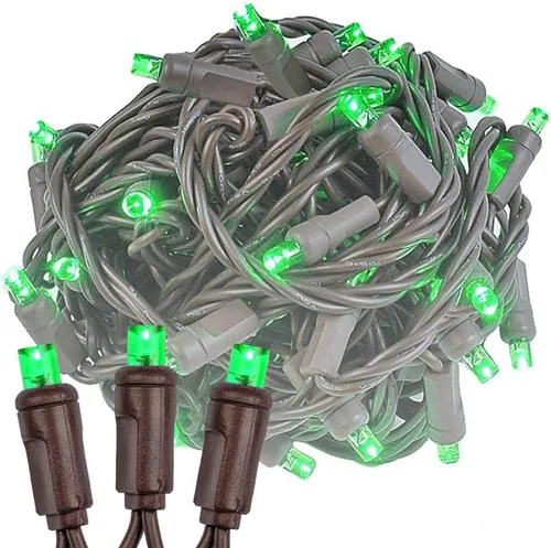 Vista 9 de Novelty Lights Guirnalda de 50 luces LED rojas de Navidad de 25 pies, espacio de 6 pulgadas en cable marrón, luces de Navidad de grado comercial Rojo