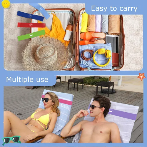Vista 6 de Bandas de toalla (paquete de 6) - Clips elásticos para toallas de playa y crucero para sillas de playa, piscina, salón, portadores de toallas