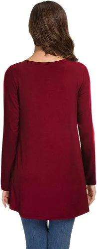 Vista 3 de AWULIFFAN Camiseta de manga larga con cuello en V para mujer, ropa de dormir, túnica