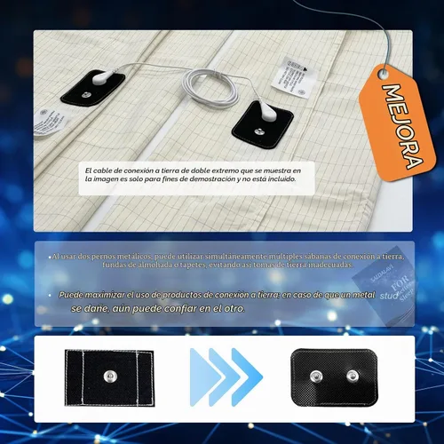 Vista 2 de Funda de Almohada con Conexión a Tierra Queen Conductiva, Fundas de Almohada con Conexión a Tierra de Algodón Orgánico, Sábanas con Conexión a