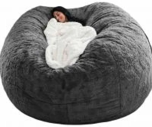Vista 11 de DIOB Funda redonda para silla de puf, para adultos, adolescentes (relleno no incluido), silla de sofá gigante suave, cómoda silla de descanso