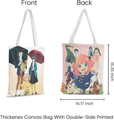 Vista 2 de G-Ahora Bolsa de lona de algodón reutilizable ANYA Yor Forger Cosplay Crossbody Bolsa de hombro para mujer