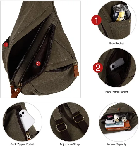 Vista 4 de HUXFAM Mochila bandolera pequeña multiusos casual mochilas al aire libre ciclismo senderismo viajes, 5army verde, Mochilas Daypack